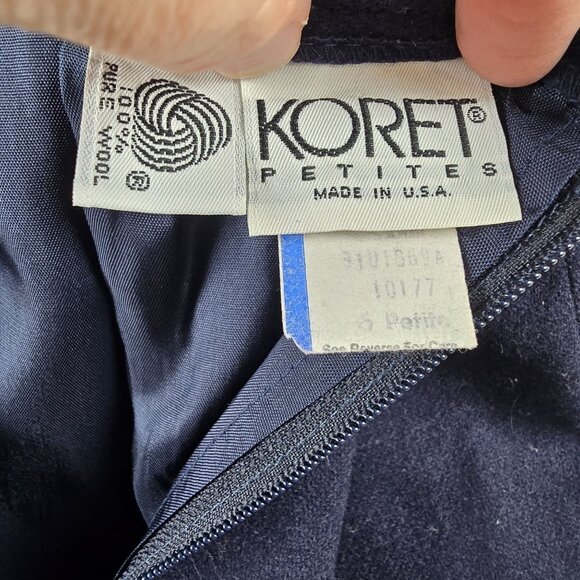 Koret Petites Jacket & Skirt Navy 2-Piece Suit Wool Blend Full Lined Good Size 6 - Picture 11 of 14